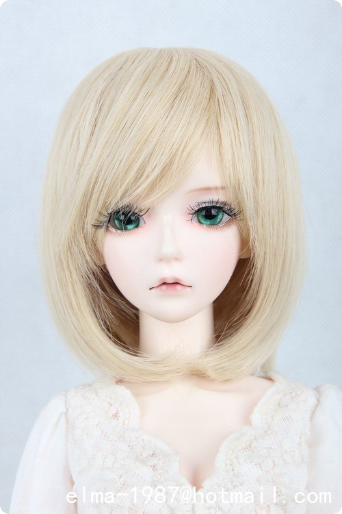 medium-length wig for BJD 1/3,1/4,1/6 doll light golden